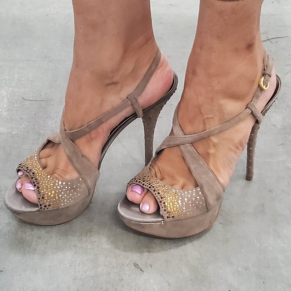 Guess by Marciano Beige Ombre Sequin Heels Size 10